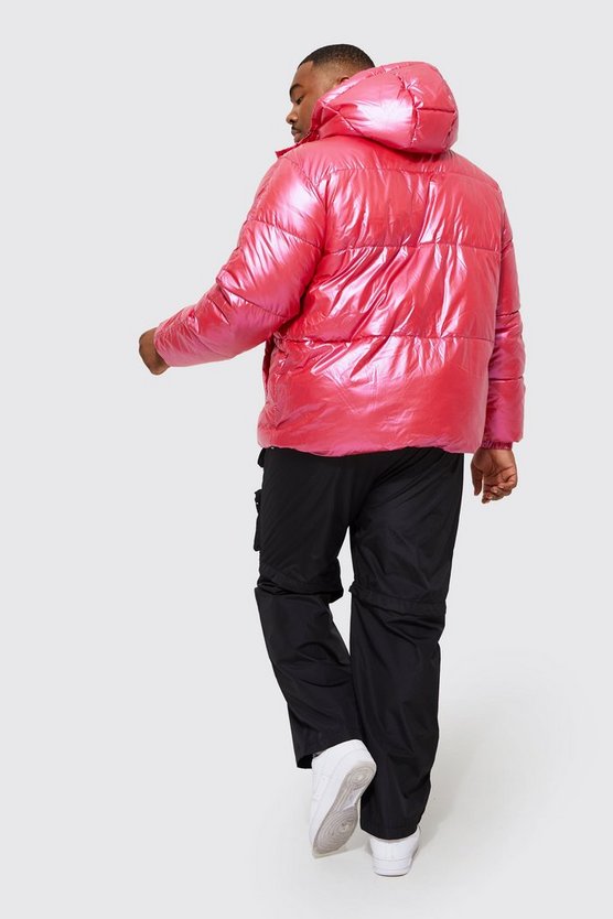 Plus glänzende Ripstop Steppjacke mit Man-Print