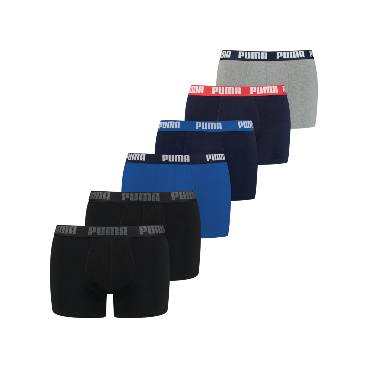 PUMA Basic Boxer 6er Pack Blau Schwarz F002