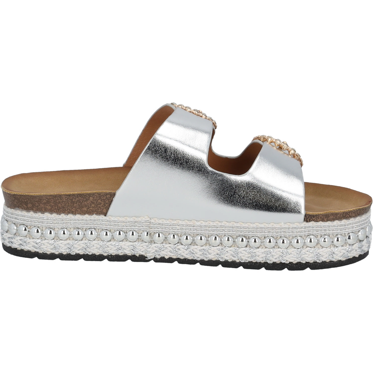 Palado Chag by Sila Sahin, Plateau-Pantoletten, Damen, Silber Metallic
