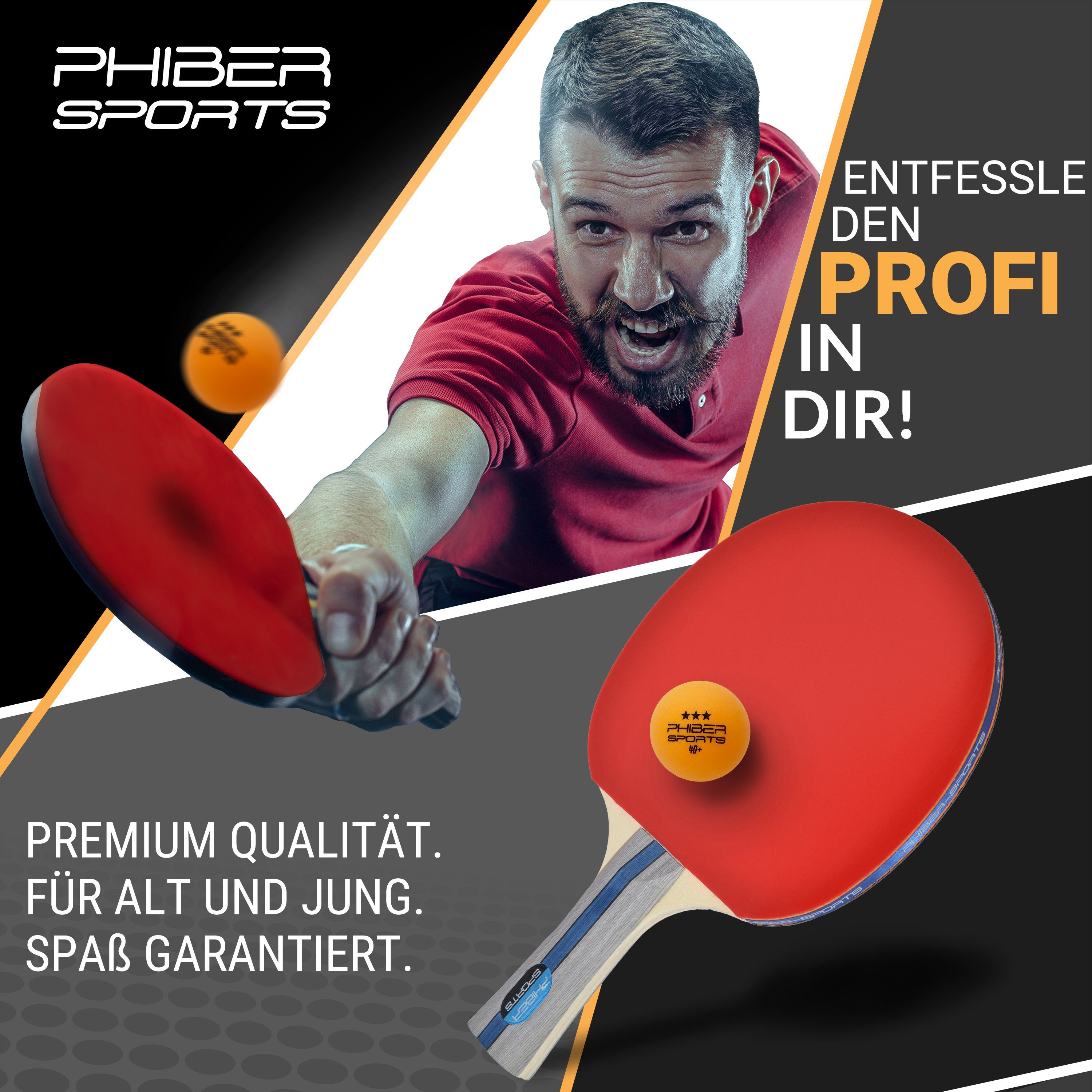 PHIBER-SPORTS Tischtennisball Orange 3 Stern [24 Stück] - Ideal für Anfänger, Familien und Profis (Set, 24 orange 3-Stern Tischtennisbälle), Nach Wettbewerbsrichtlinien produziert