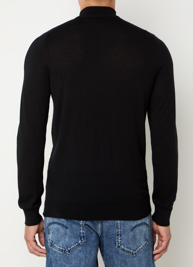 Lyle & Scott Fine-knit wool sweater with half zip and logo