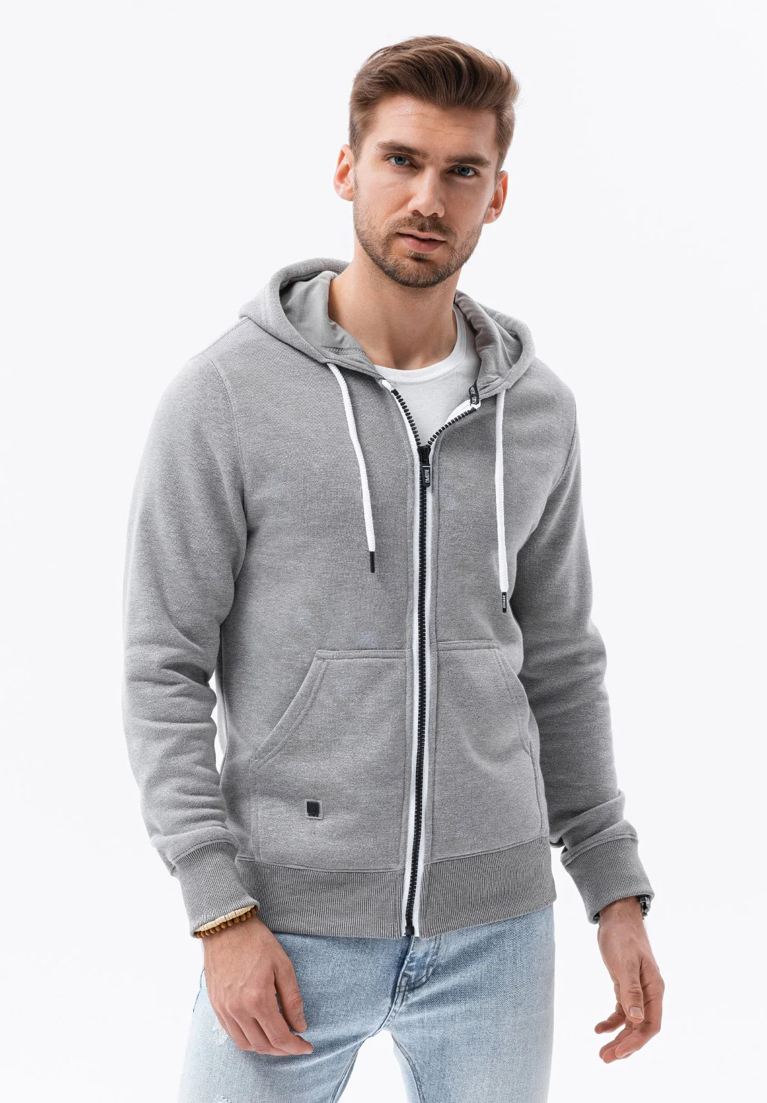 Sudadera con capucha y cremallera ombré
