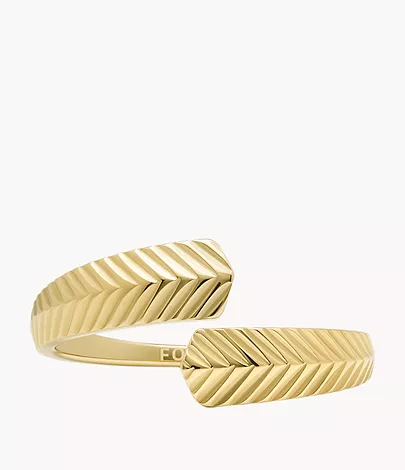 Fossil Ring Harlow Linear Texture Edelstahl offen goldfarben