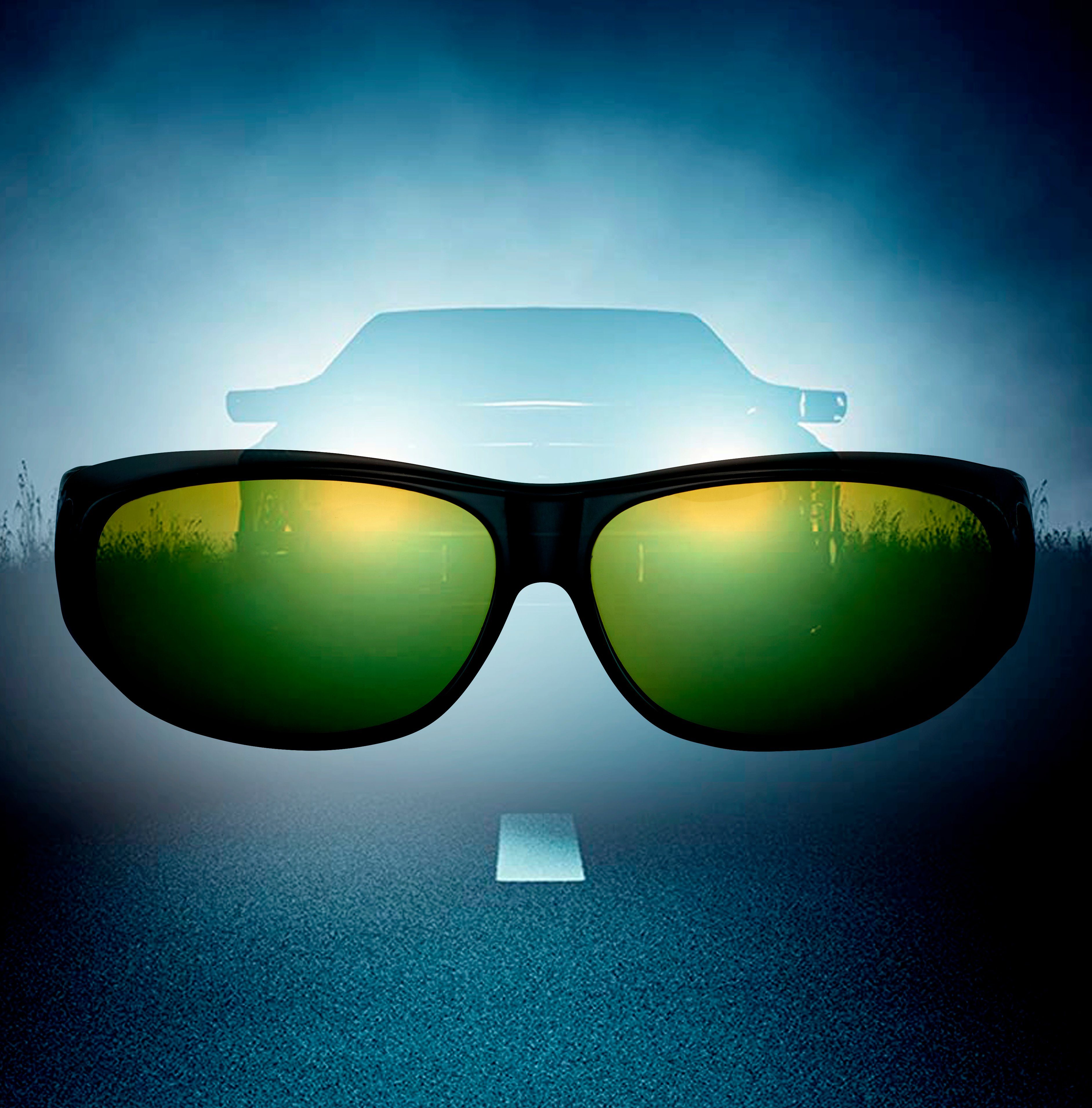 FALINGO Sonnenbrille Sonnenüberbrille Nachtsichtüberbrille Überbrille Überziehbrille DAY AND NIGHT EDITION polarisiert UV 400 (2-St)