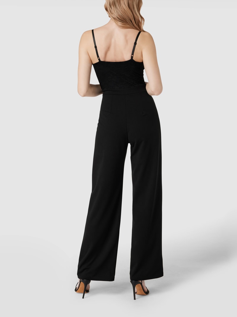 Jumpsuit mit Spitzenbesatz in schwarz