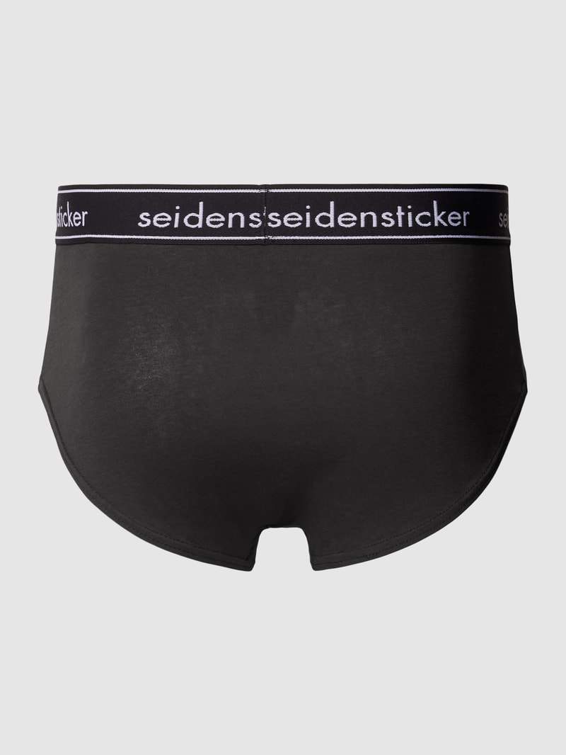 Slip mit Label-Bund Modell 'COTTON FLEX' im 3er-Pack in schwarz