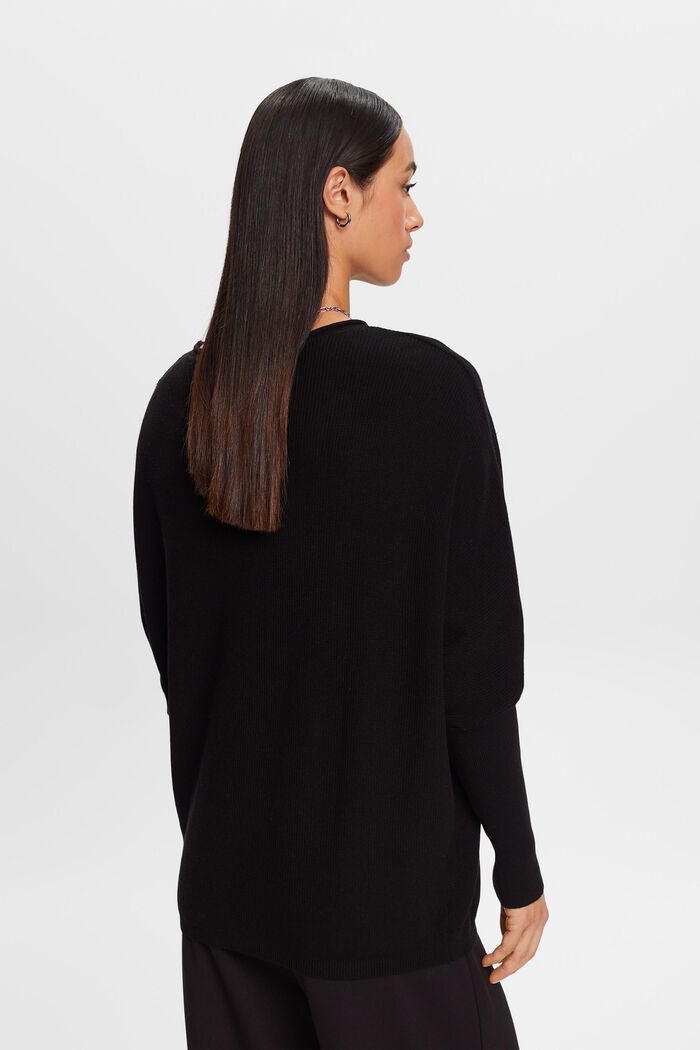 Rippstrickpullover mit Fledermausärmeln