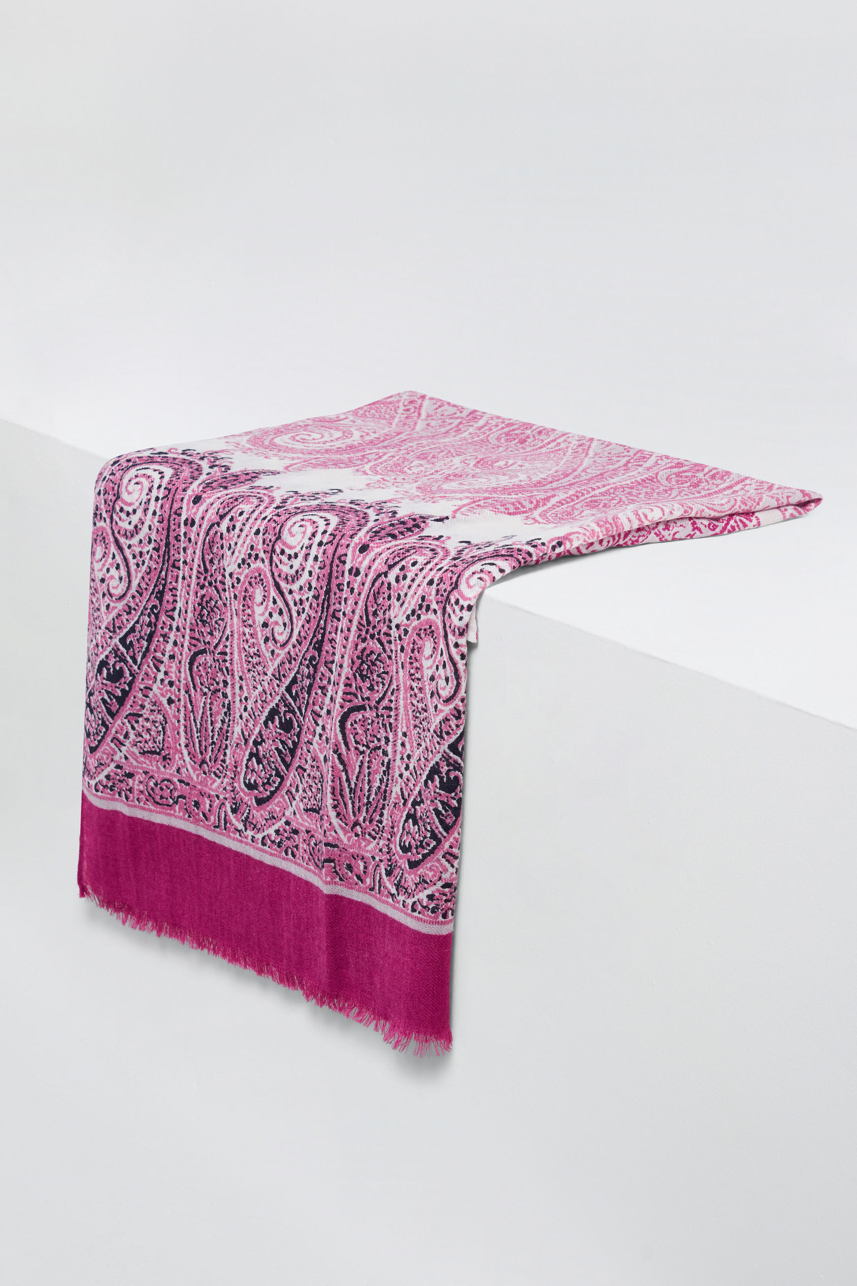 foulard arma 100% laine rose cerise femme