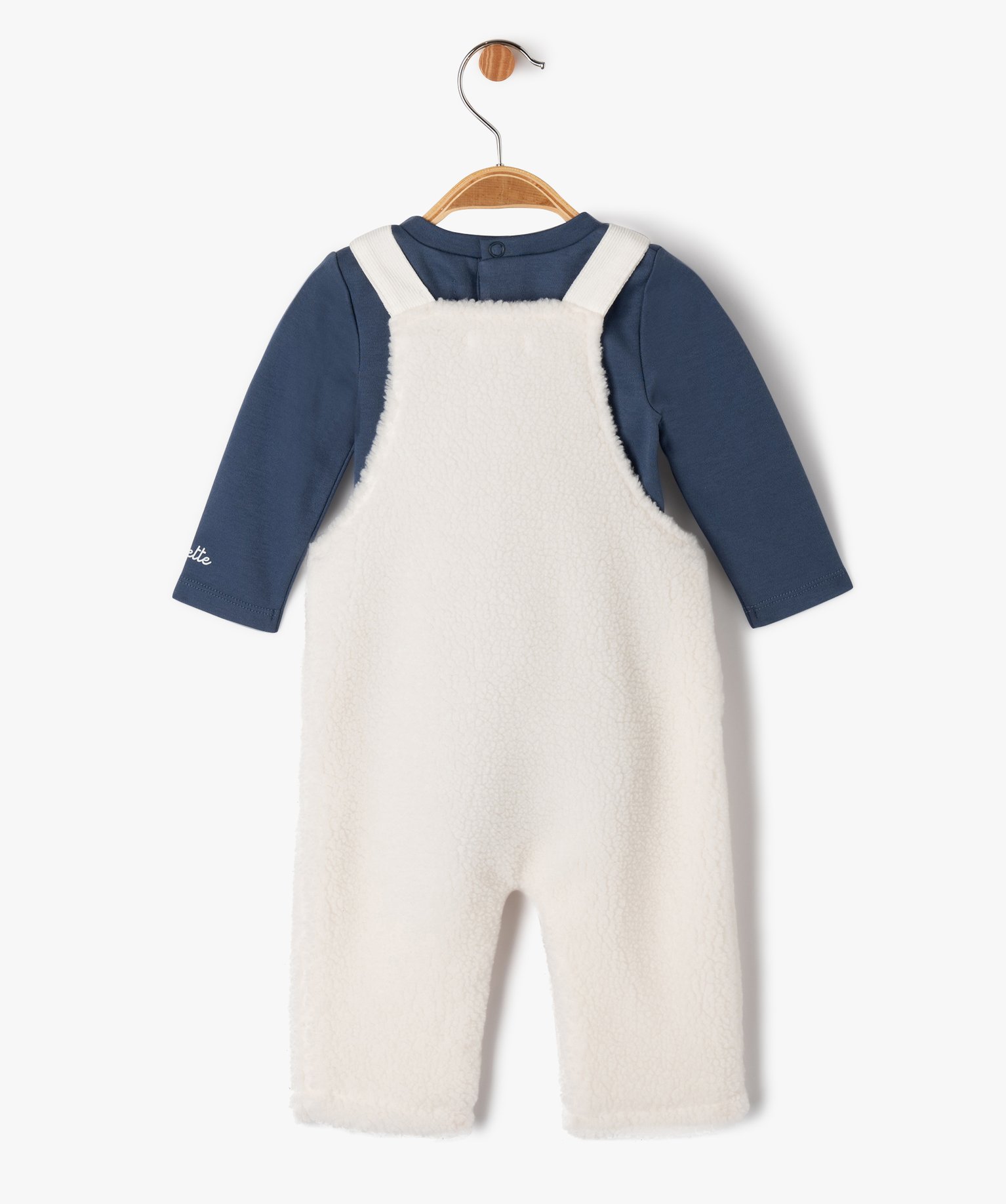 Ensemble 2 pièces salopette + body bébé Garçon - LuluCas... gris | GEMO