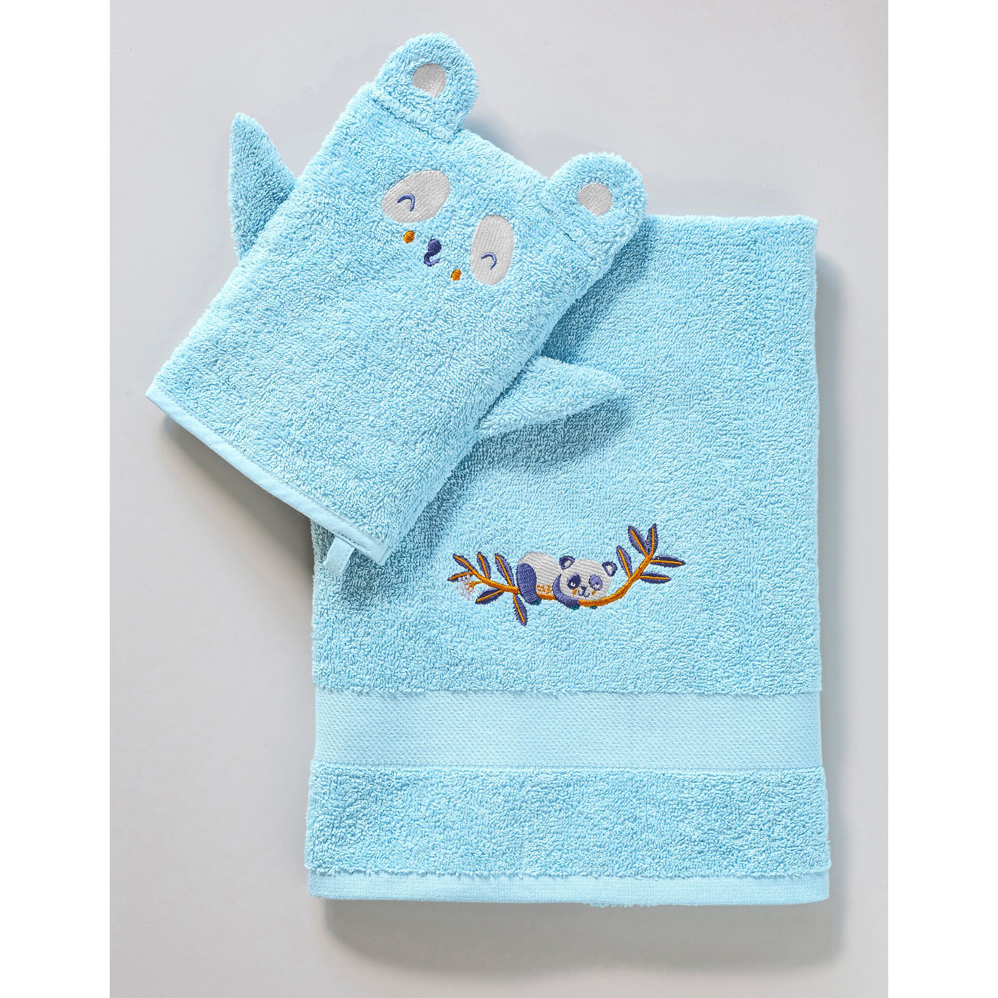 Collection éponge enfant brodée panda coton