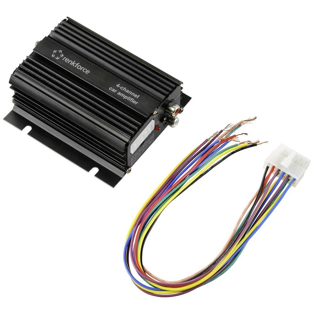 Renkforce 200 W 4-Kanal Auto-Verstärker Auto-Subwoofer (Bluetooth®-/USB-Audiowiedergabe, Lautstärke-/Bass-/Höhen-Regelung)