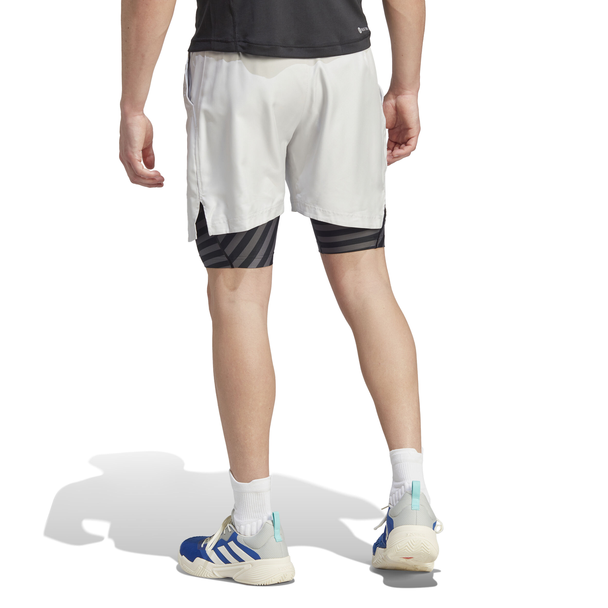 2in1 Pro Shorts Herren - Hellgrau, Schwarz