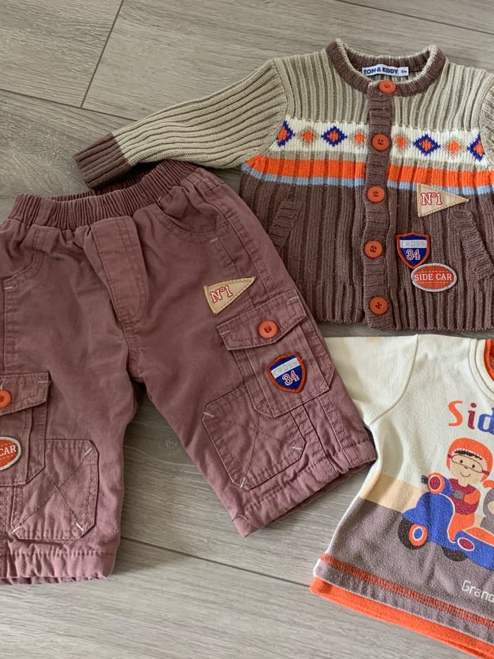 TOM & KIDDY 3tlg. Outfit in Taupe/ Beige/ Orange günstig kaufen 68