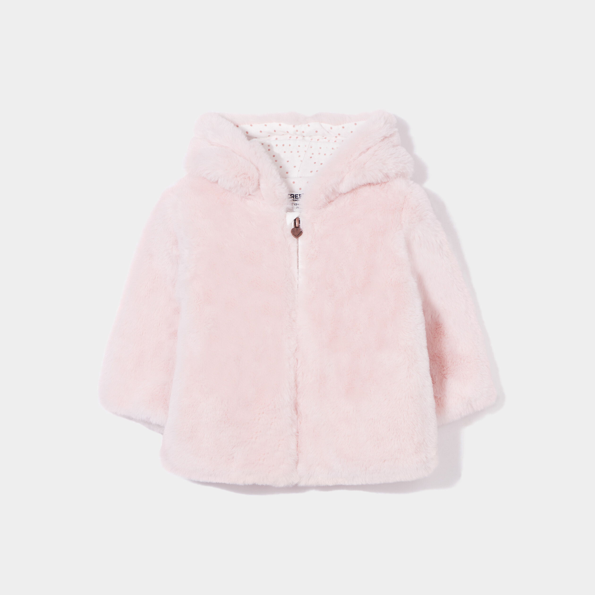 Veste à capuche imitation fourrure rose clair bébé fille | La Halle