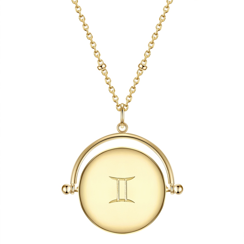Glanzstücke München Collier en argent Zodiaque Gémeaux Argent sterling Oxyde de zirconium (CZ) en Or  collier