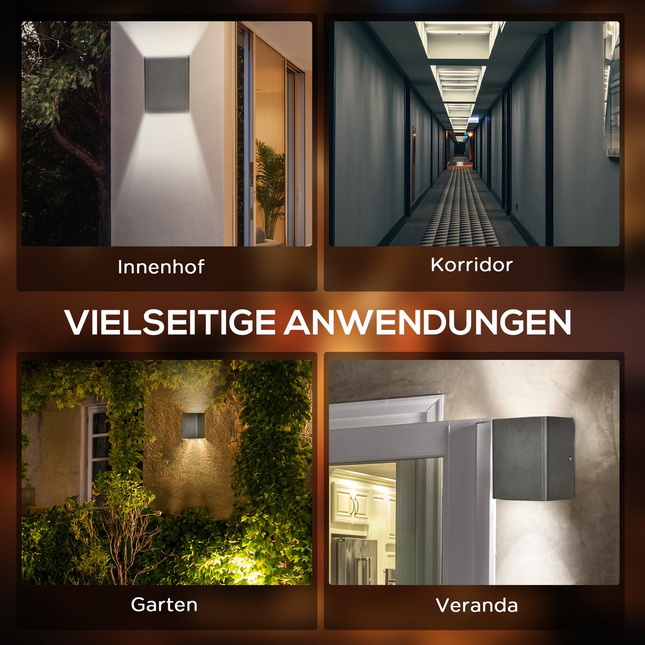 Outsunny Wandleuchte Außenleuchte LED Gartenleuchte IP65 Wasserdichte, Alu