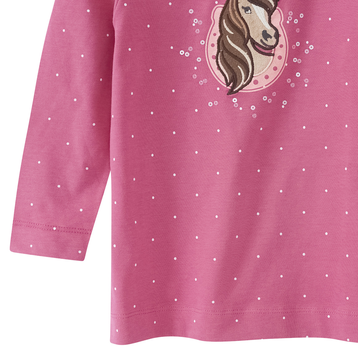 Mädchen Langarmshirt mit Pferde-Applikation