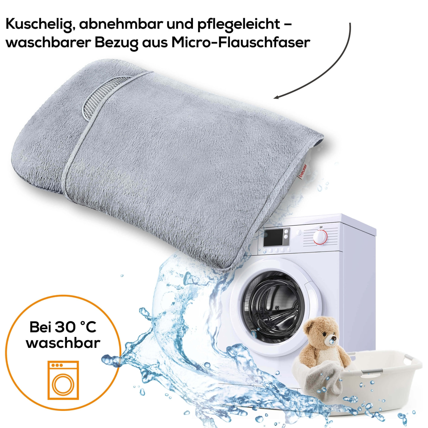 Beurer Shiatsu-Massagekissen MG 145-Fixierbares Flauschfaser-Massagekissen mit Shiatsu-Massage & Wärmefunktion