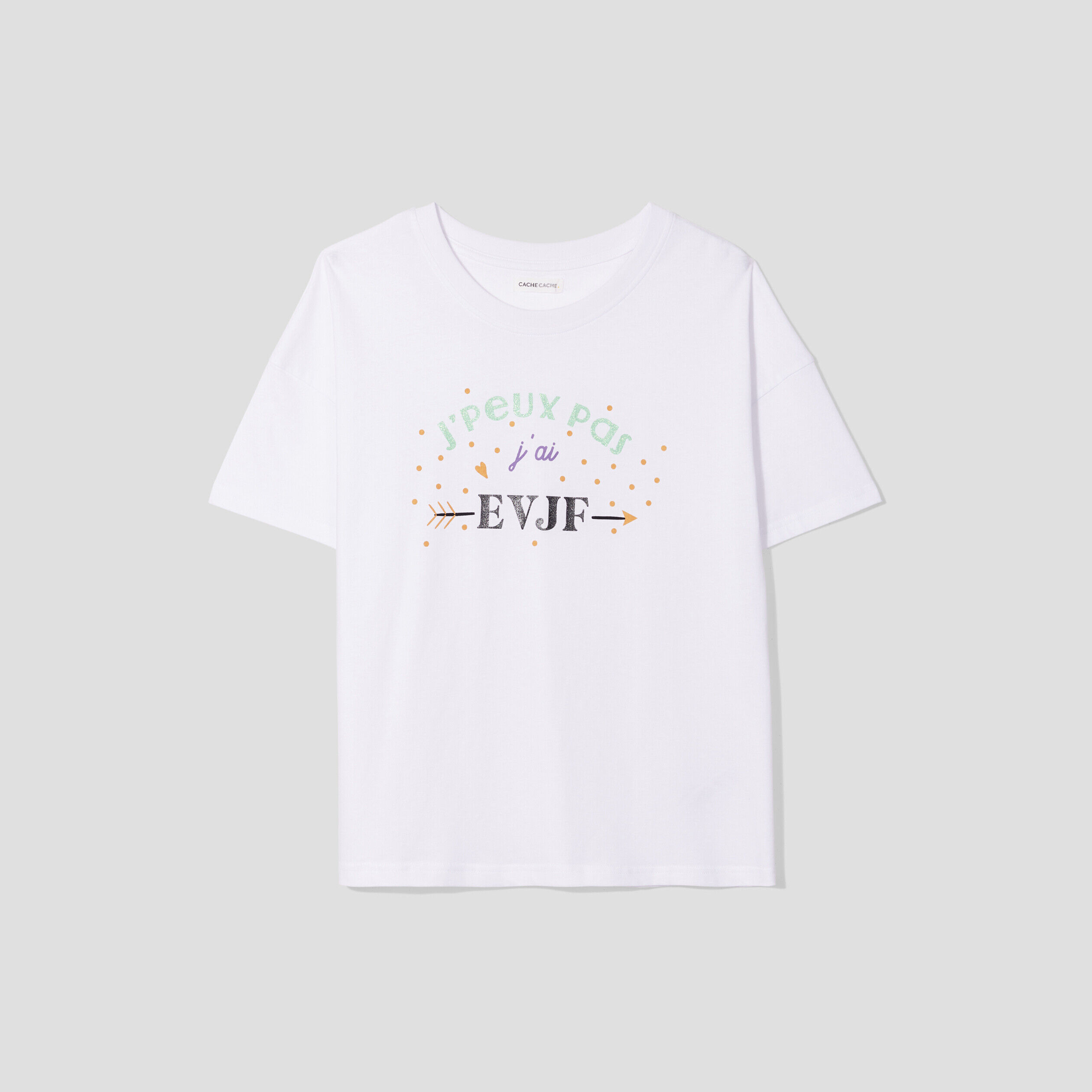T-shirt oversize col rond blanc femme | Cache Cache