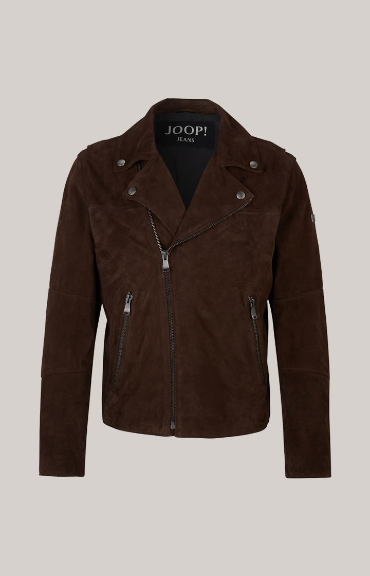 Velours-Lederjacke Lezy in Dunkelbraun