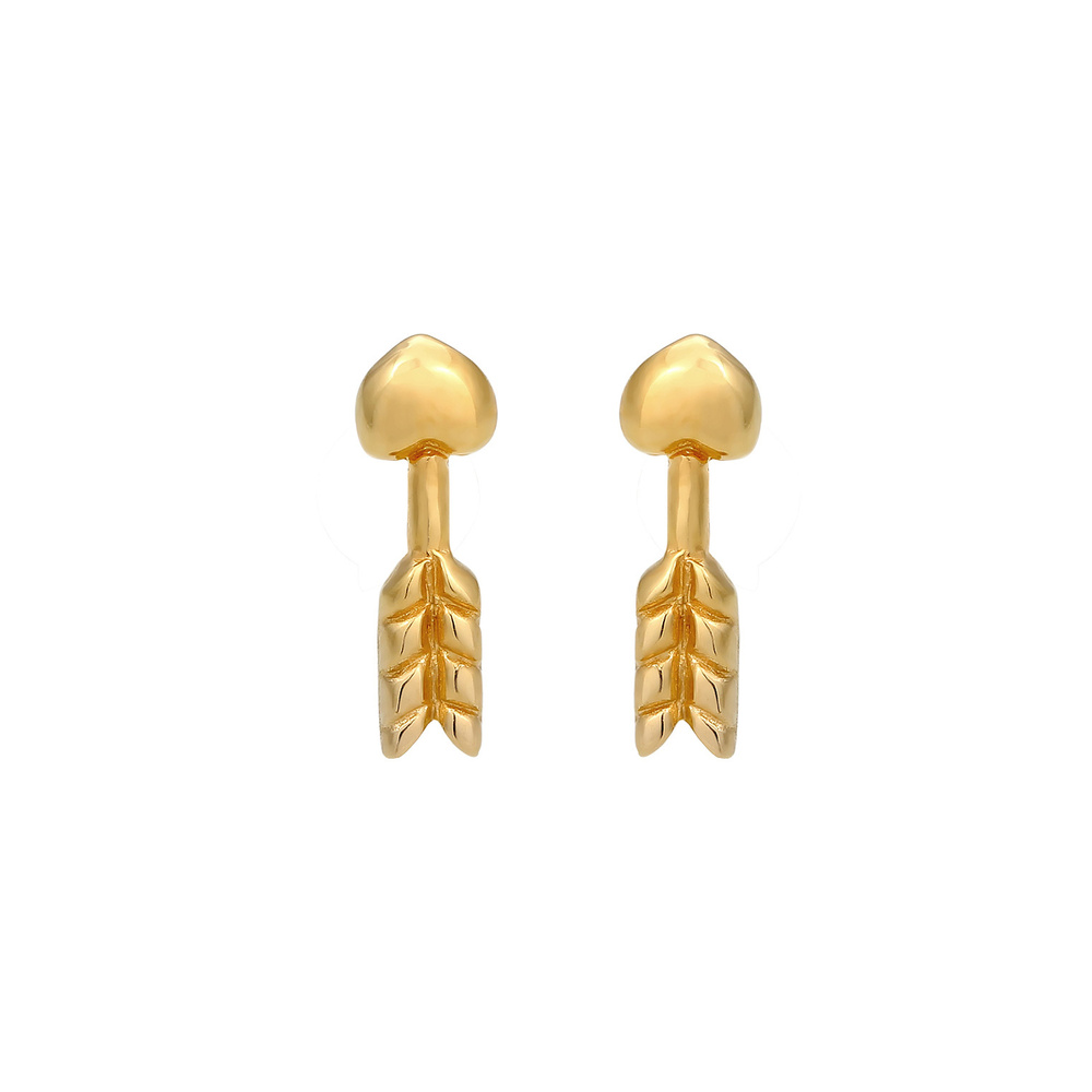 Elli Elli Boucles d'Oreilles Coeur Flèche Minimal Clous d'Oreille Femme - (925/1000) A Boucles d'oreilles