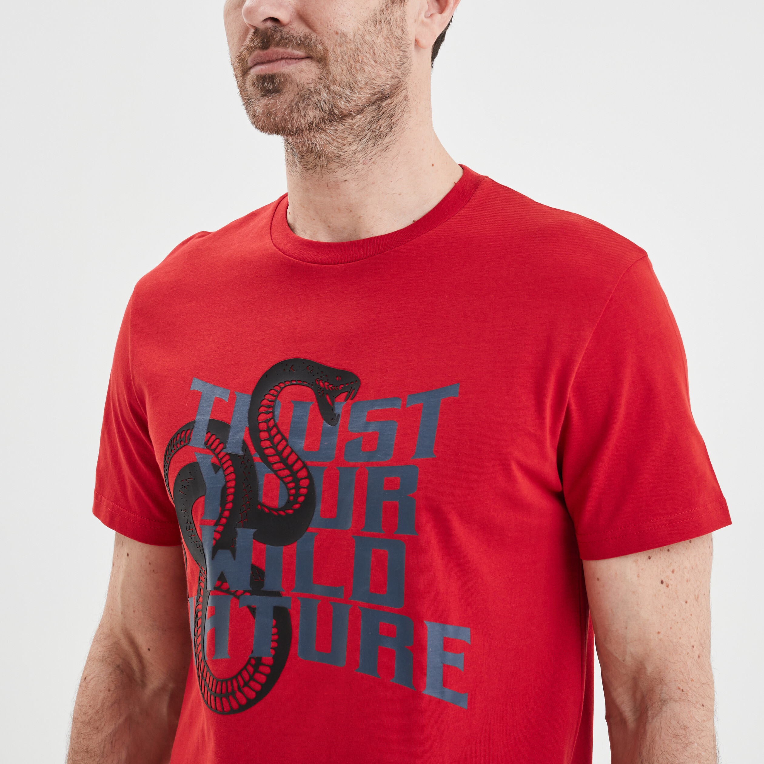T-shirt manches courtes coton Liberto rouge foncé homme | La Halle