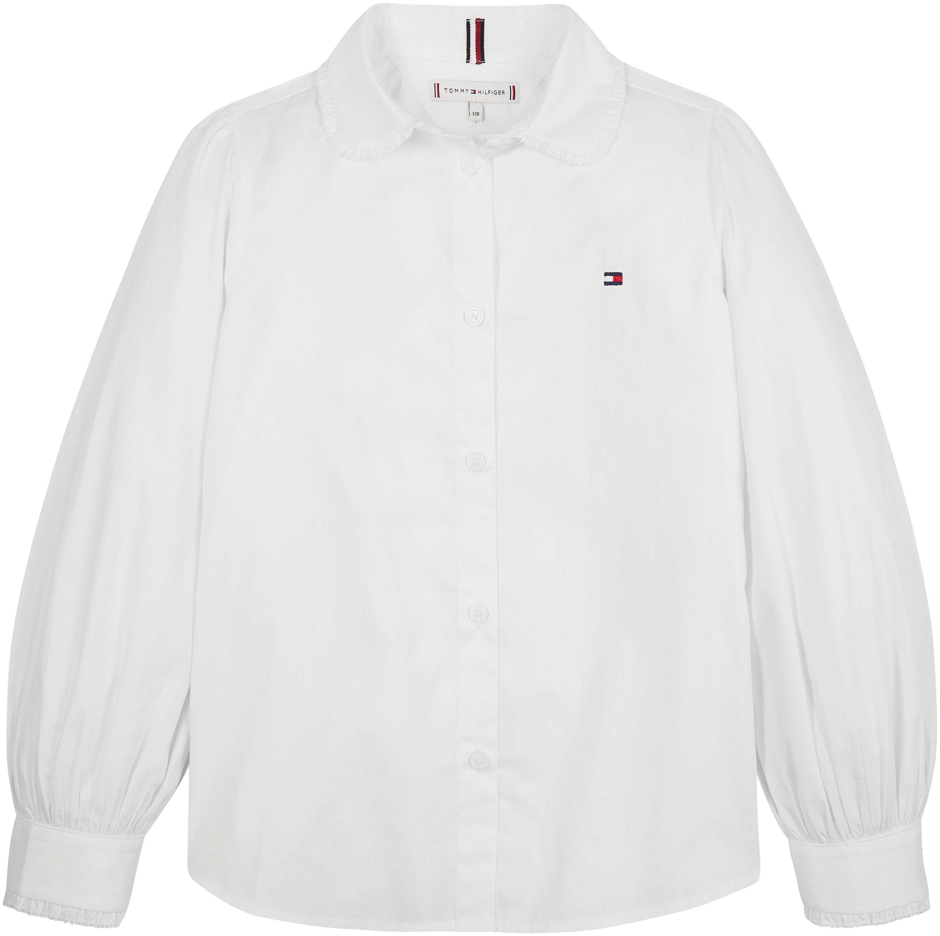 Tommy Hilfiger Klassische Bluse RUFFLE COLLAR SHIRT mit Puffärmeln und Ruffle Kragen