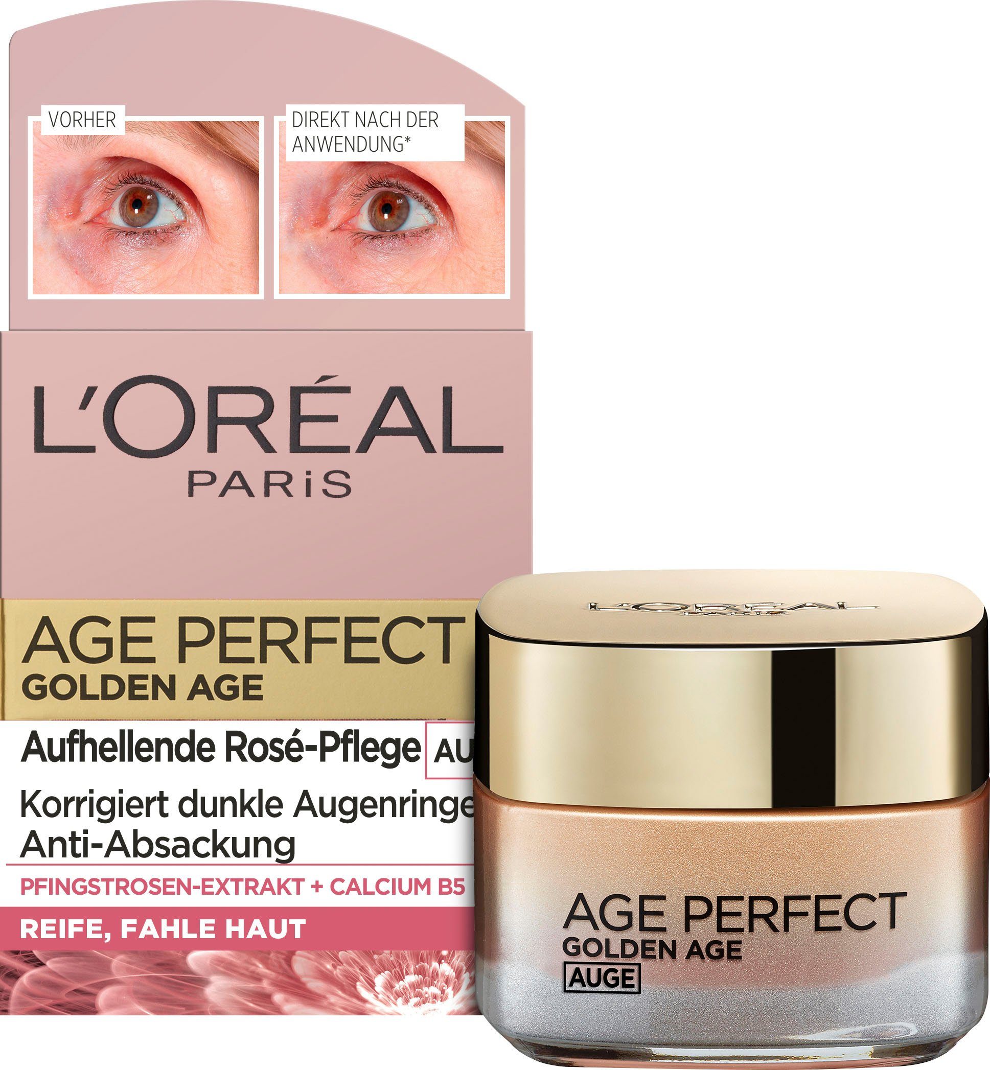 L'ORÉAL PARIS Augenbalsam Age Perfect Golden Age Rosé-Augenpflege, Feuchtigkeitscreme