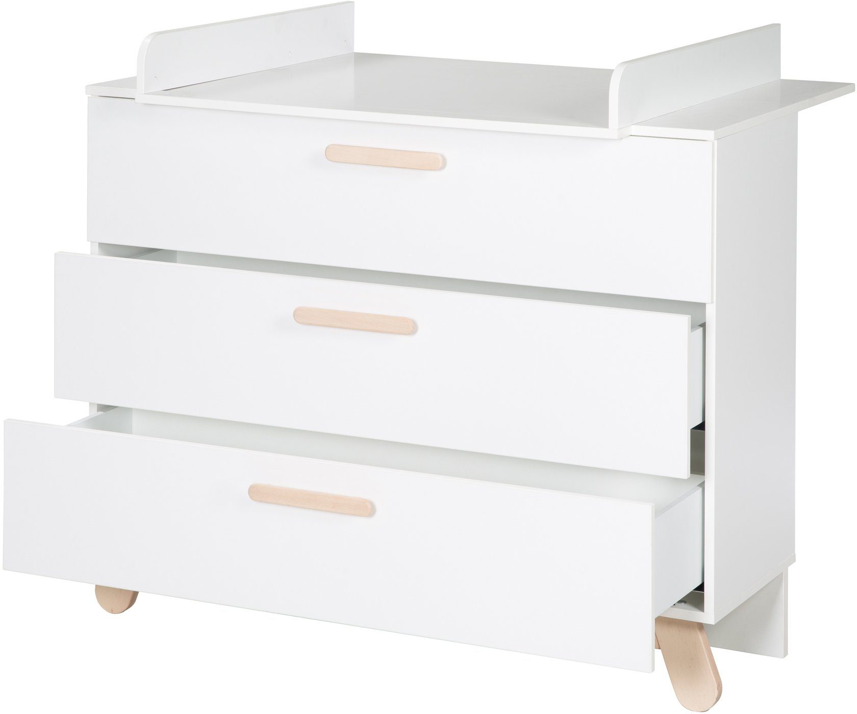 roba® Wickelkommode Clara, Weiß, mit Füßen und Griffen aus massiver Buche; Made in Europe