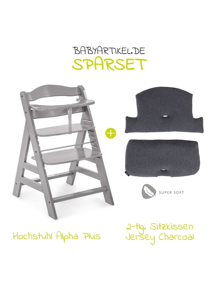 Hauck Hochstuhl Alpha Plus Grey - im Sparset inkl. in grau,schwarz günstig kaufen onesize