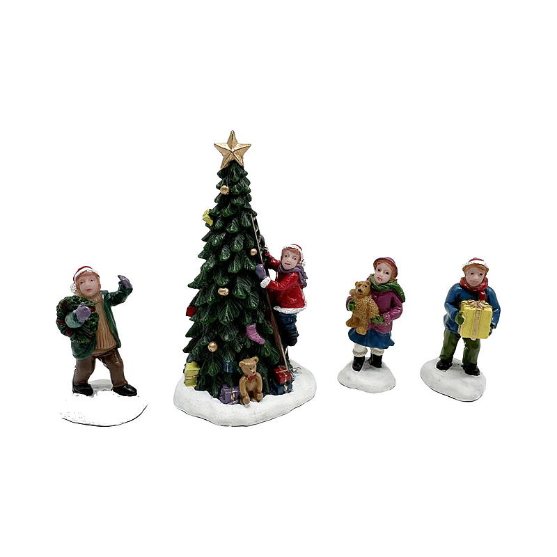 Home Julelandsby 5 stk figurer, juletre m/barn