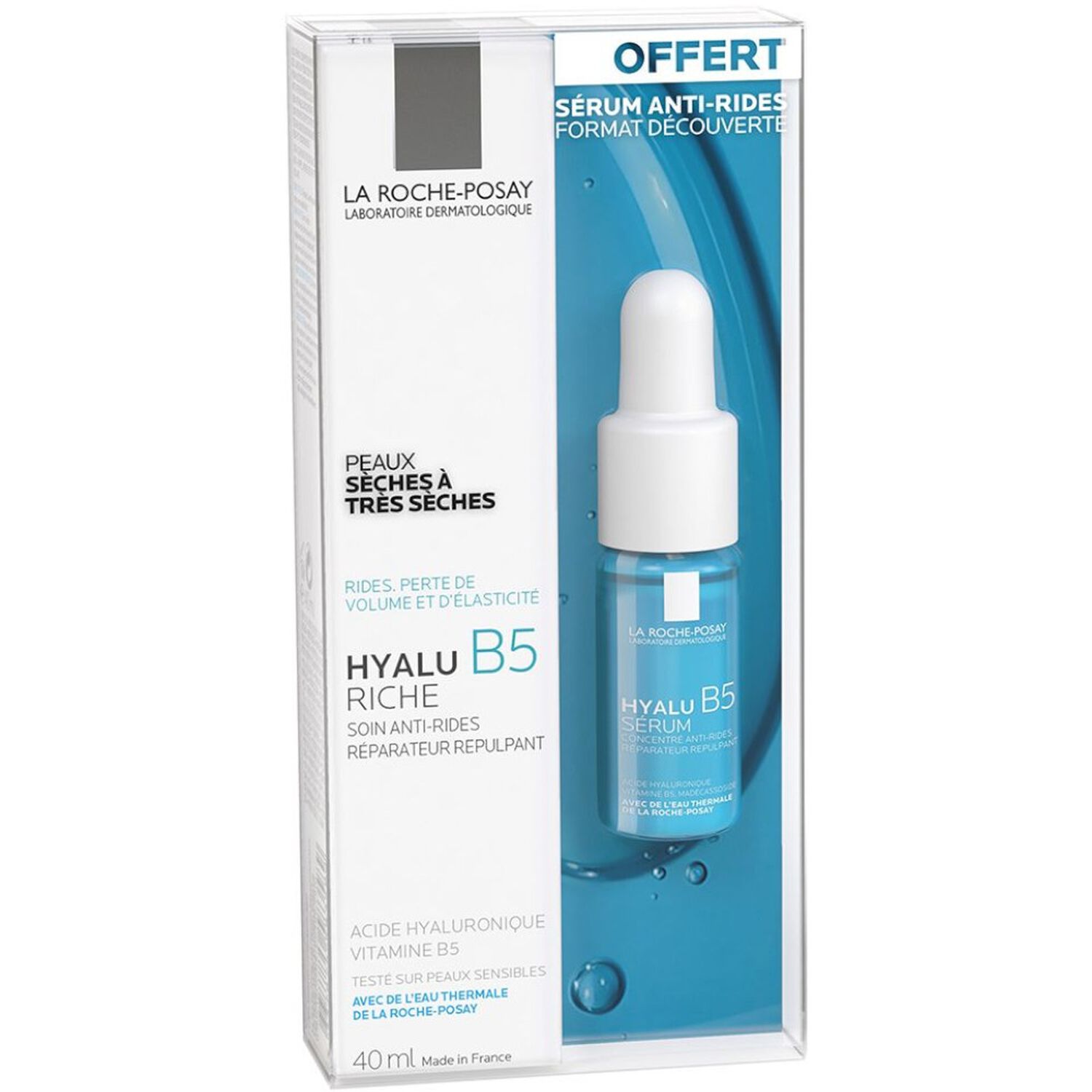 la roche-posay Hyalu B5 Coffret Soin Riche Contour des Yeux Anti-Rides 40 ml + Sérum 10 ml