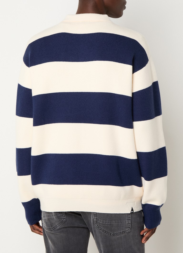Denham Como fine-knit polo with stripe print