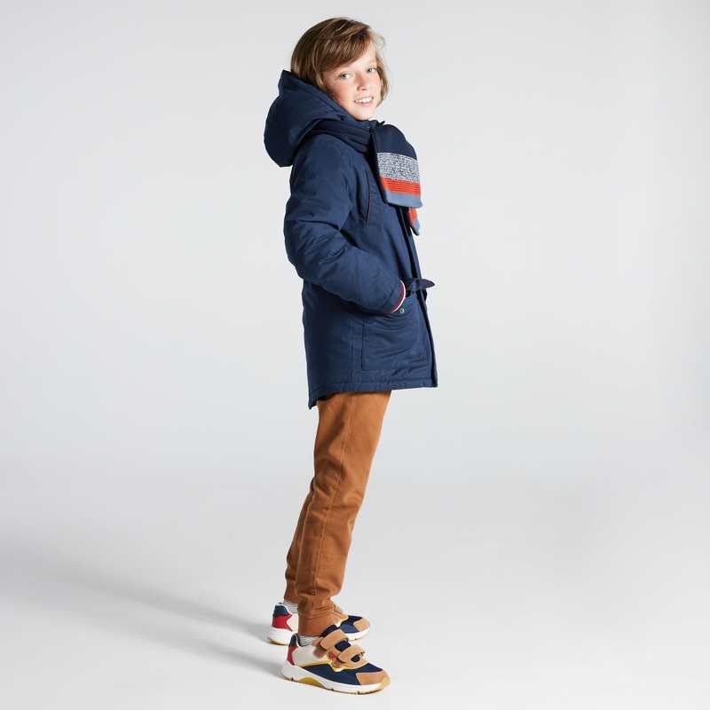 Parka doublée en moumoute sherpa bleu garçon