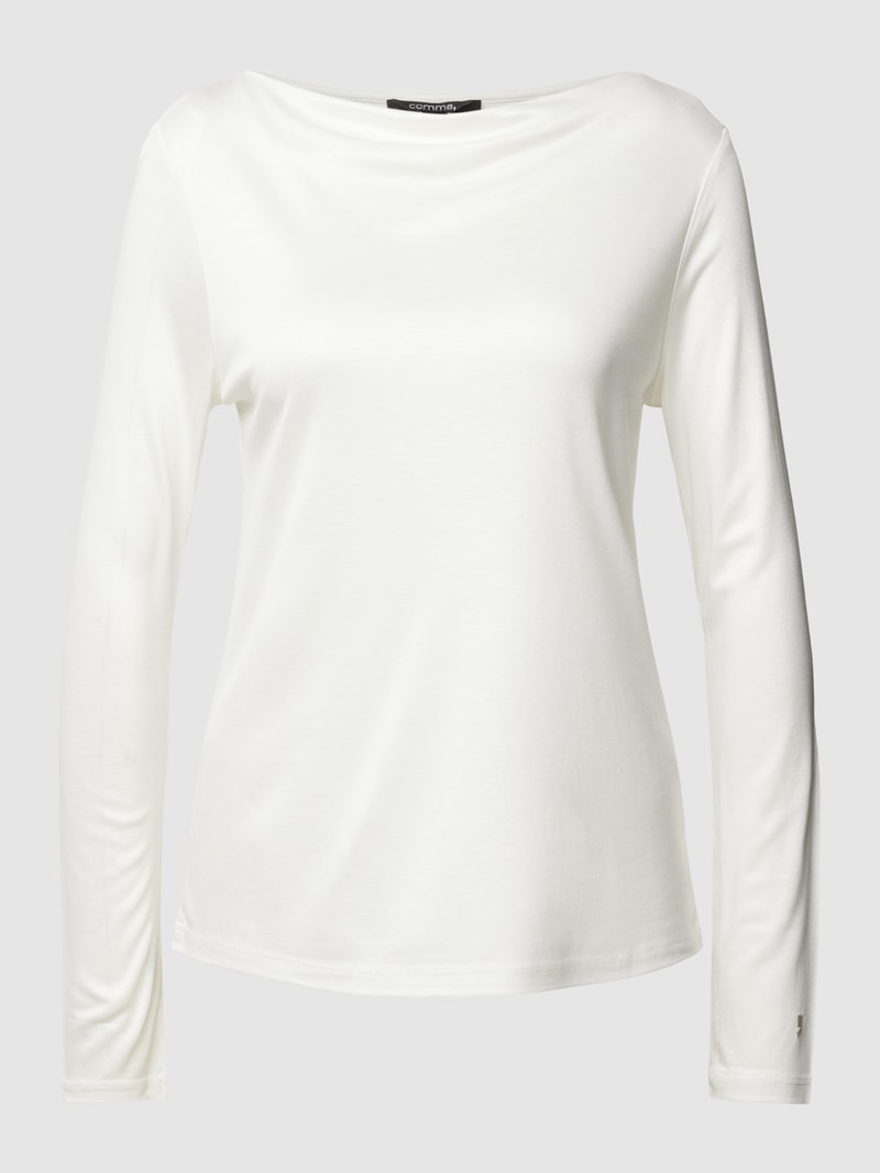 Longsleeve aus Viskose mit Logo-Stitching in weiß