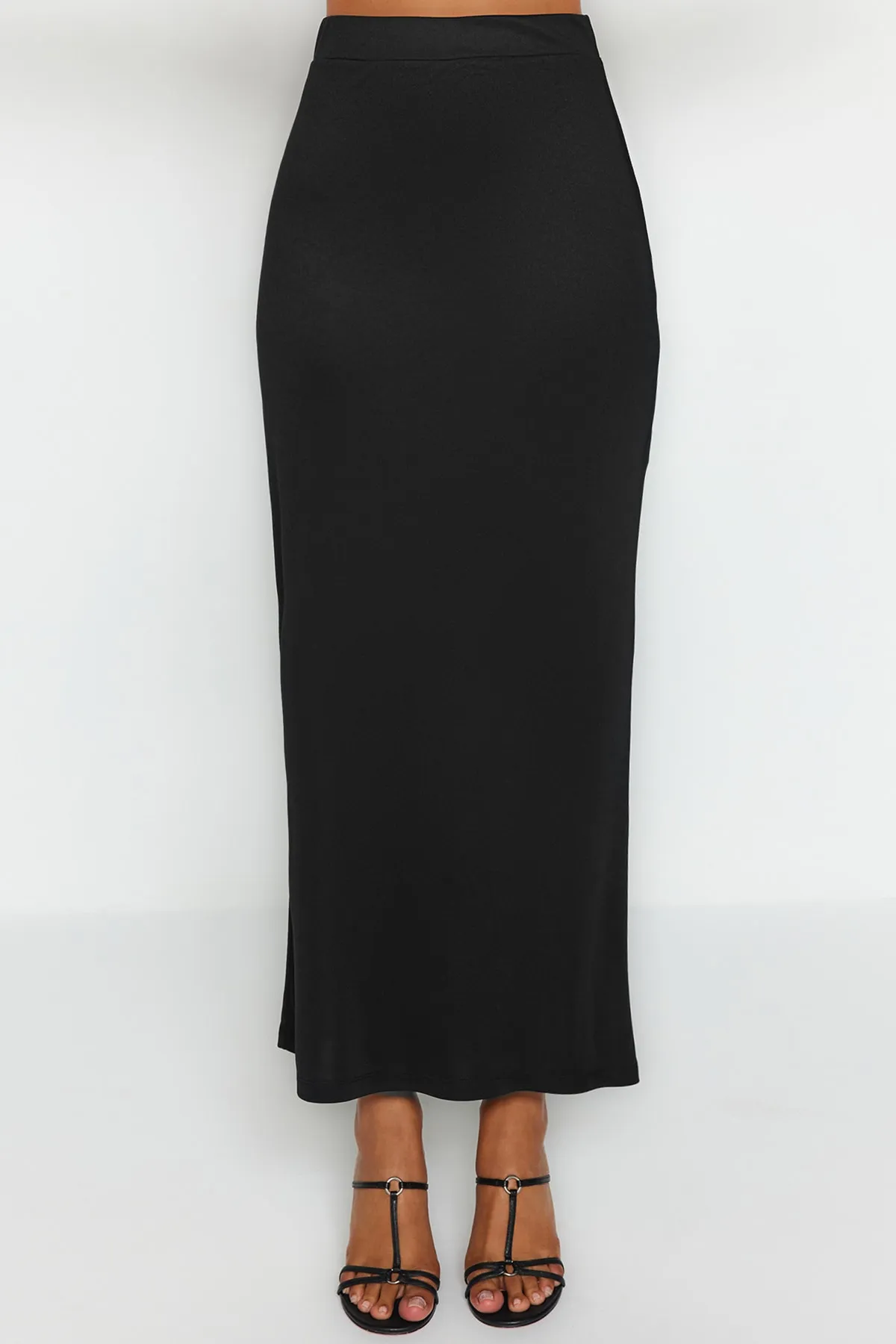 Trendyol Collection  Schwarzer Maxi-Stretch-Strickrock mit hoher Taille TWOSS23ET00372