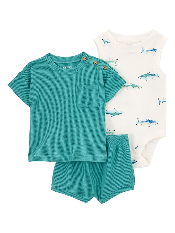 carter's 3tlg. Outfit in Türkis/ Creme günstig kaufen