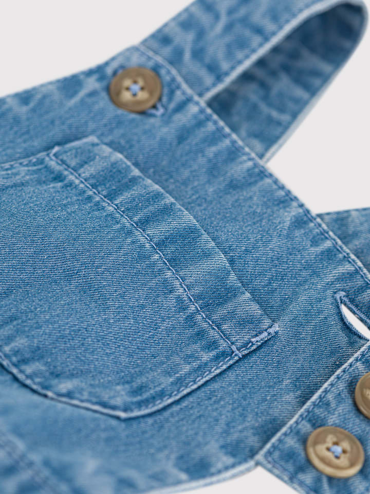 PETIT BATEAU Jeans-Latzshorts in Blau günstig kaufen