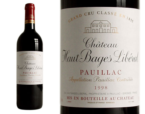 Château Haut-Bages Liberal Rouge 1998, Cinquième Cru Classé En 1855 Bordeaux Pauillac