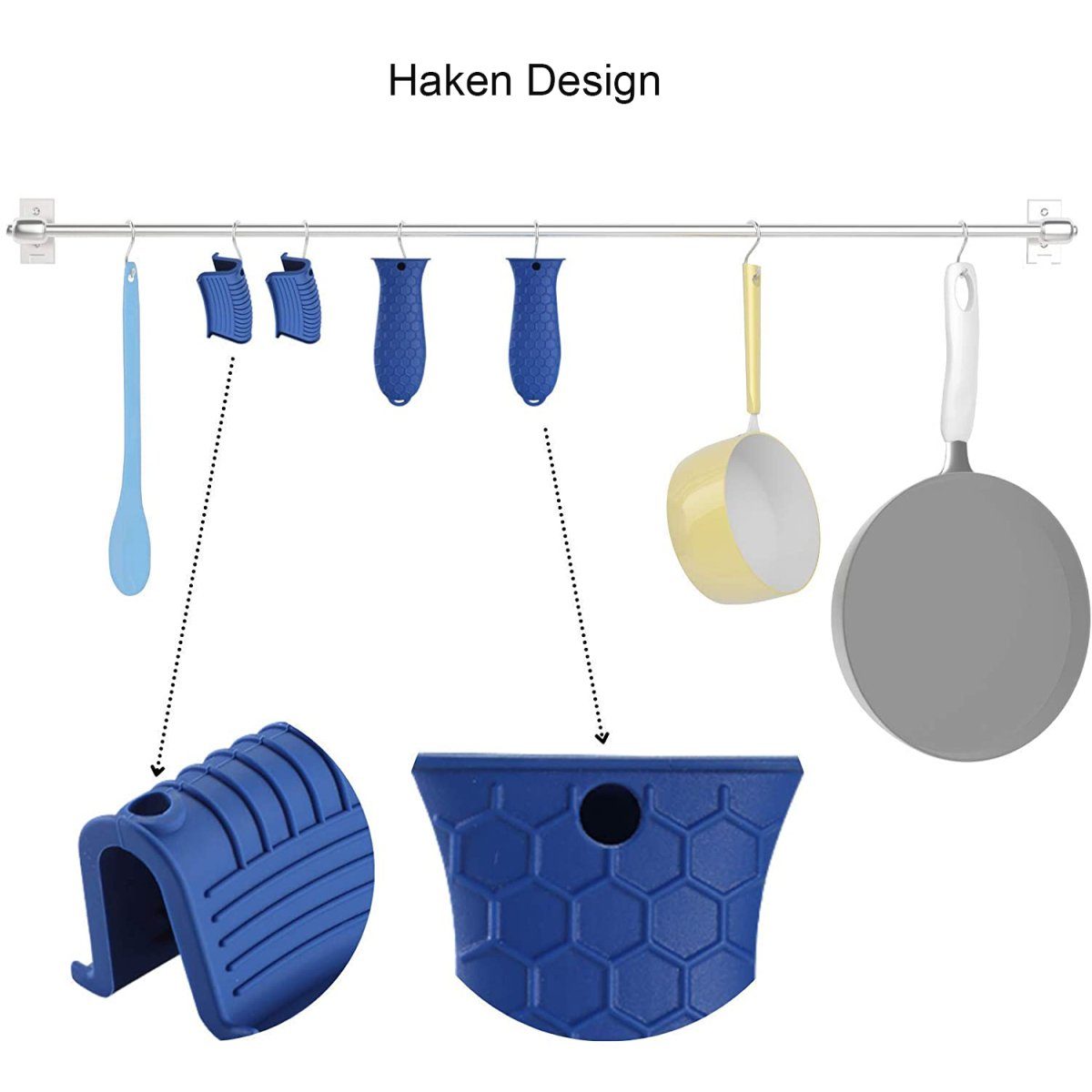 ZmdecQna Topfhandschuhe Silikon Helfen Griff Halter,Wärmeisolierter für Gusseiserne Woks