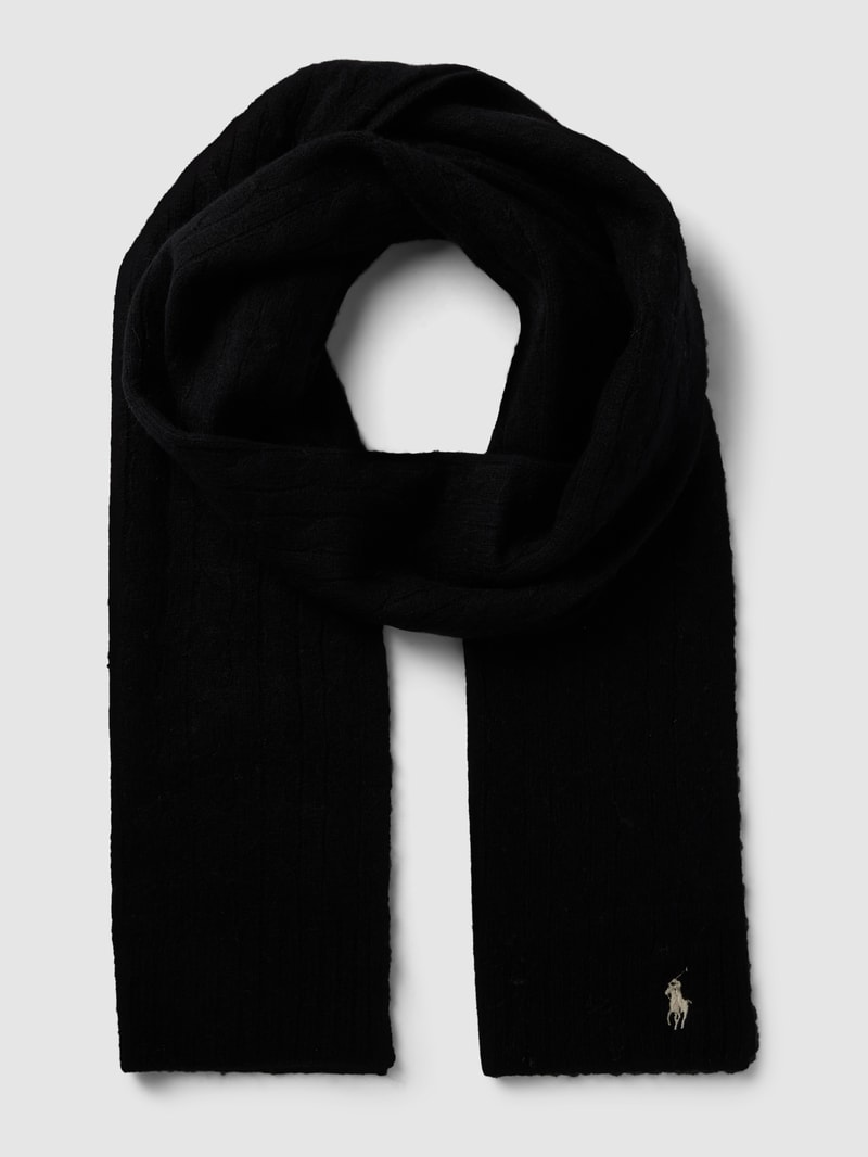 Schal mit Zopfmuster in schwarz