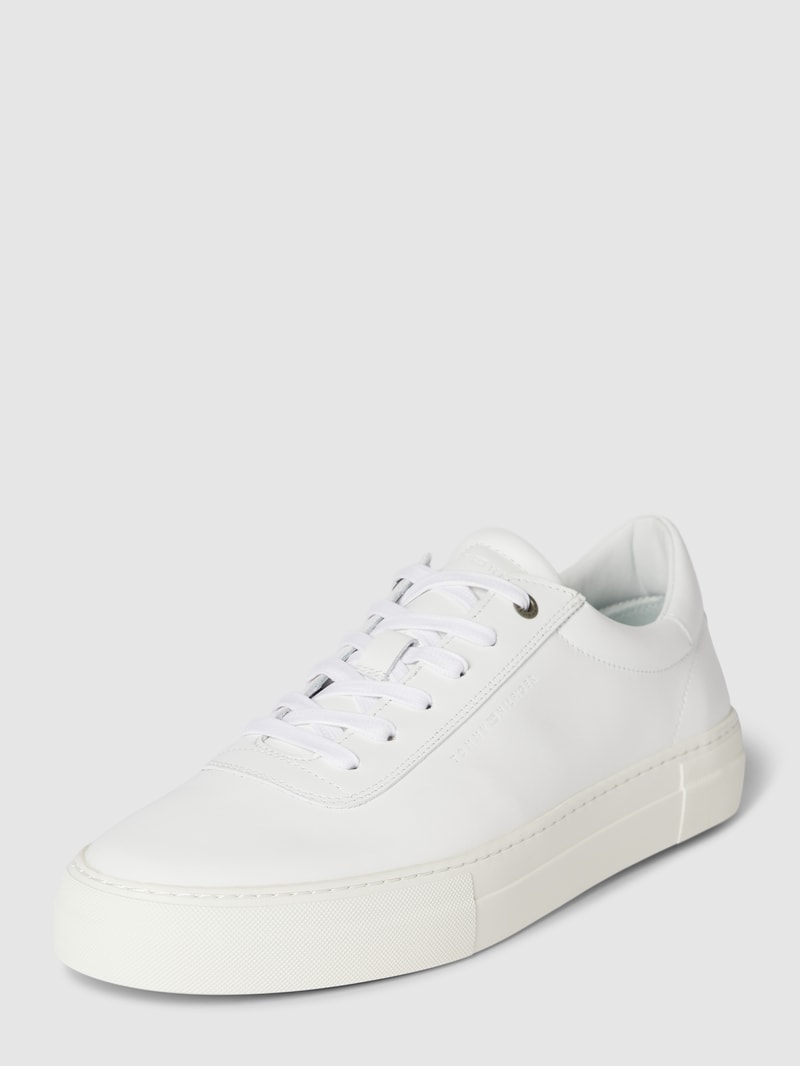 Sneaker aus echtem Leder mit Label-Details in weiß