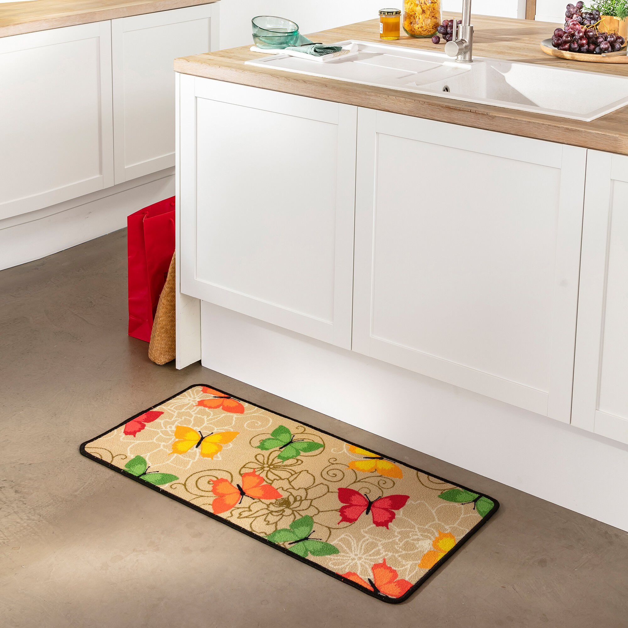 Tapis cuisine imprimé papillons