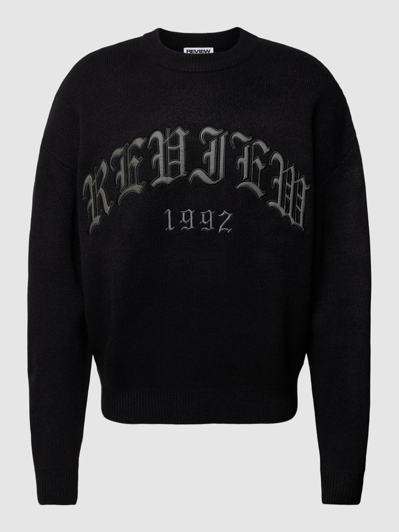 Strickpullover mit Label-Stitching in schwarz