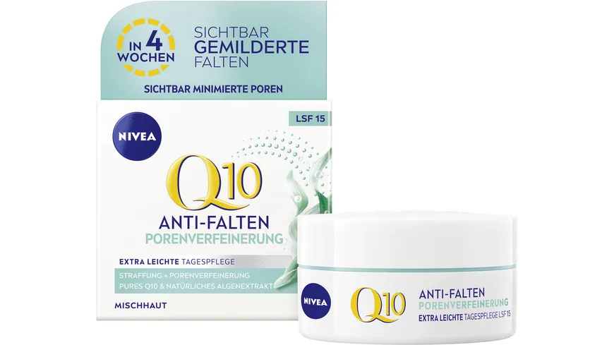 NIVEA Q10 Anti-Falten Porenverfeinerung Extra Leichte Tagespflege LSF15 50 ml