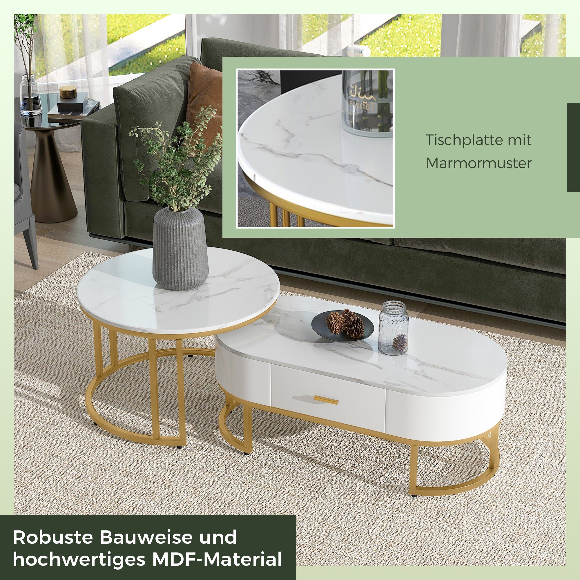 PFCTART Couchtisch Couchtisch 2 Stück Tischgestell Metallic Gold, Eleganter Couchtisch (2-St)