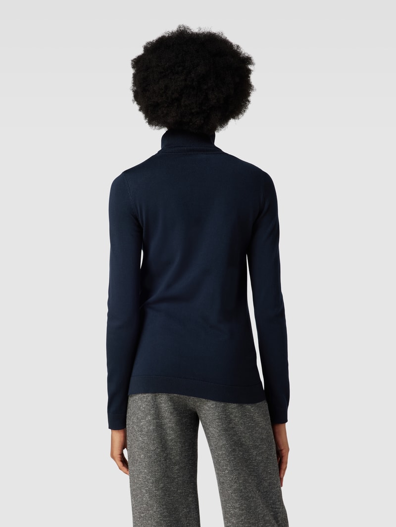 Rollkragenpullover in unifarbenem Design mit Label-Detail in marineblau