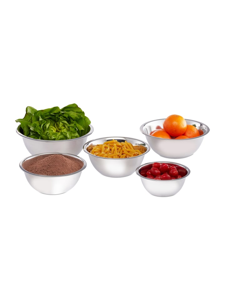 relaxdays Rührschüssel Set 5 teilig in Silber günstig kaufen onesize
