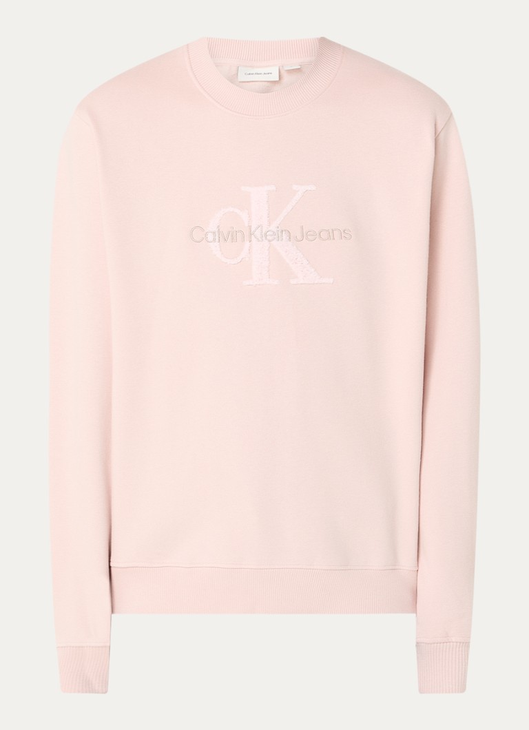 Pulover Calvin Klein din material chenille cu logo brodat