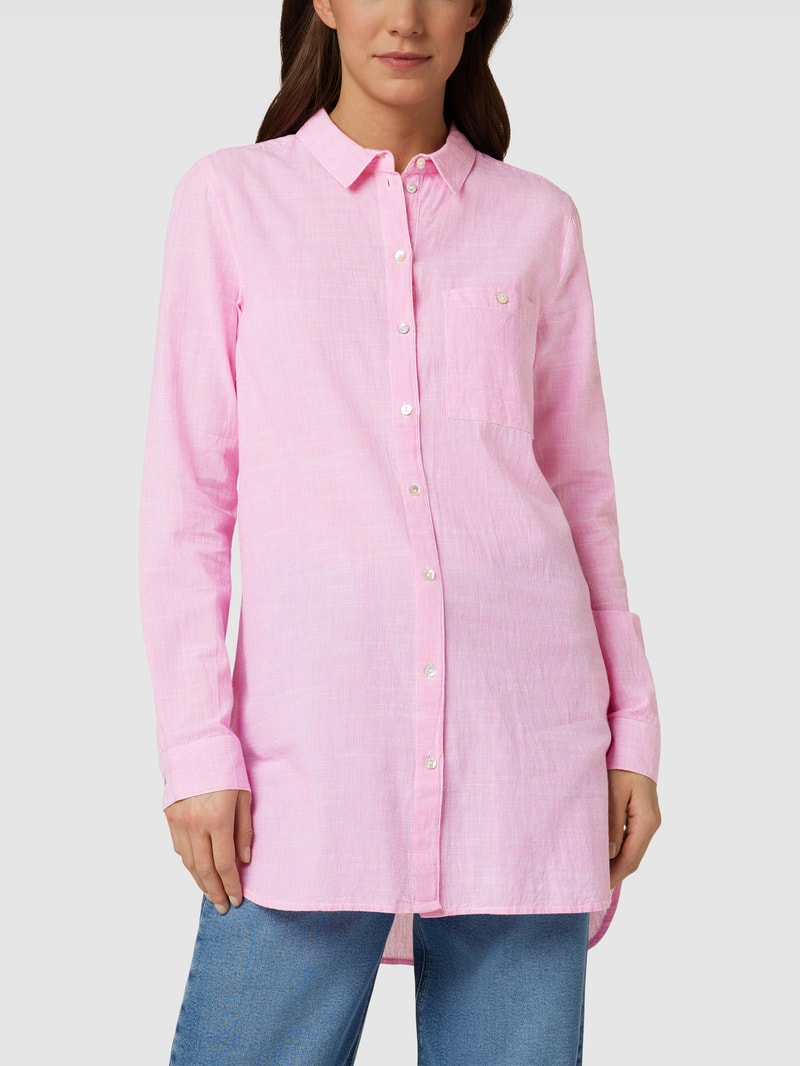 Longbluse mit Kentkragen in pink